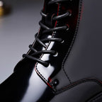 Men's Genuine Leather Derby Boots Polished Lace Up Footwear