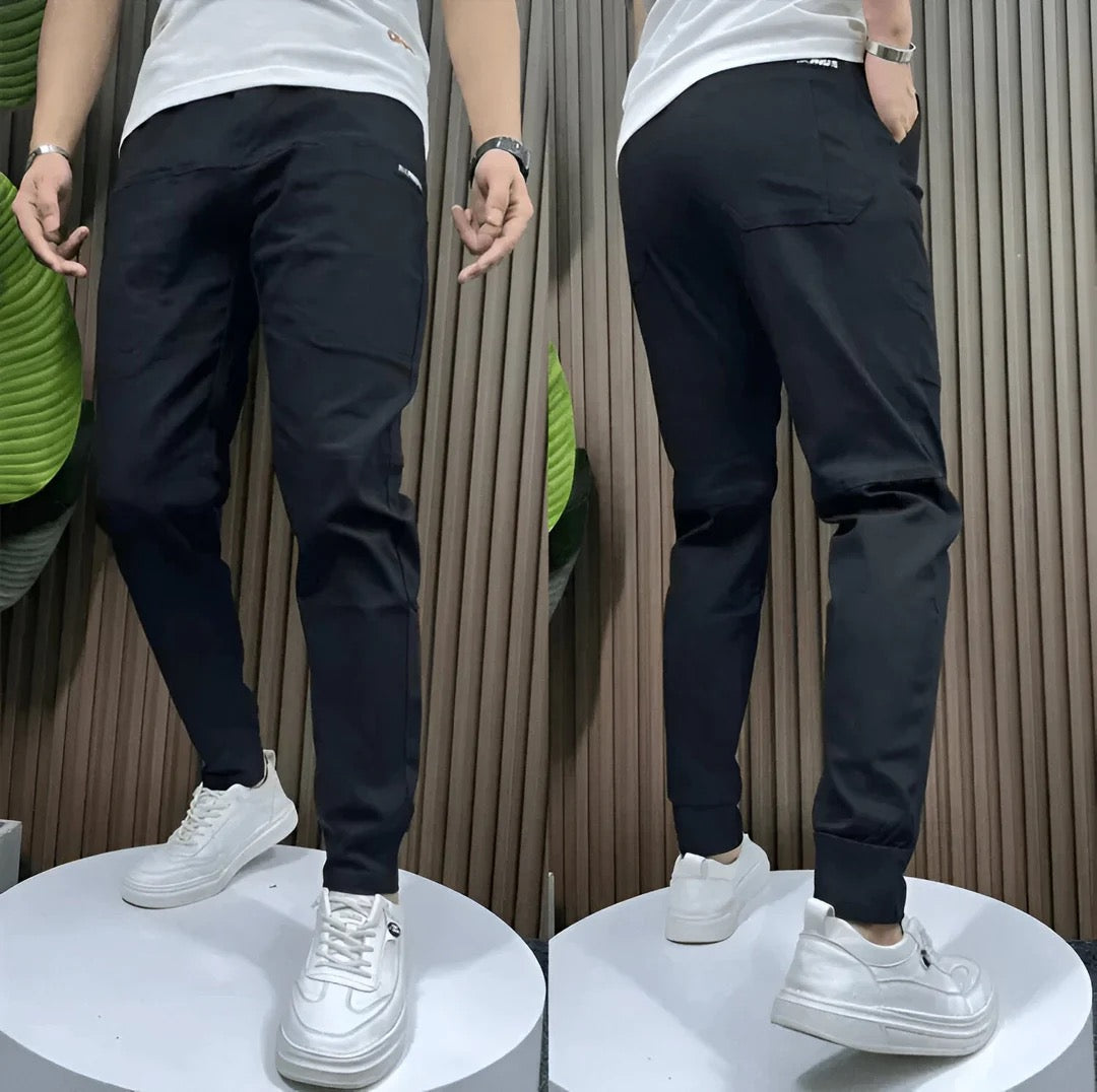 Men's Slim Tapered Cargo Jogger Ribbed Streetwear Trousers