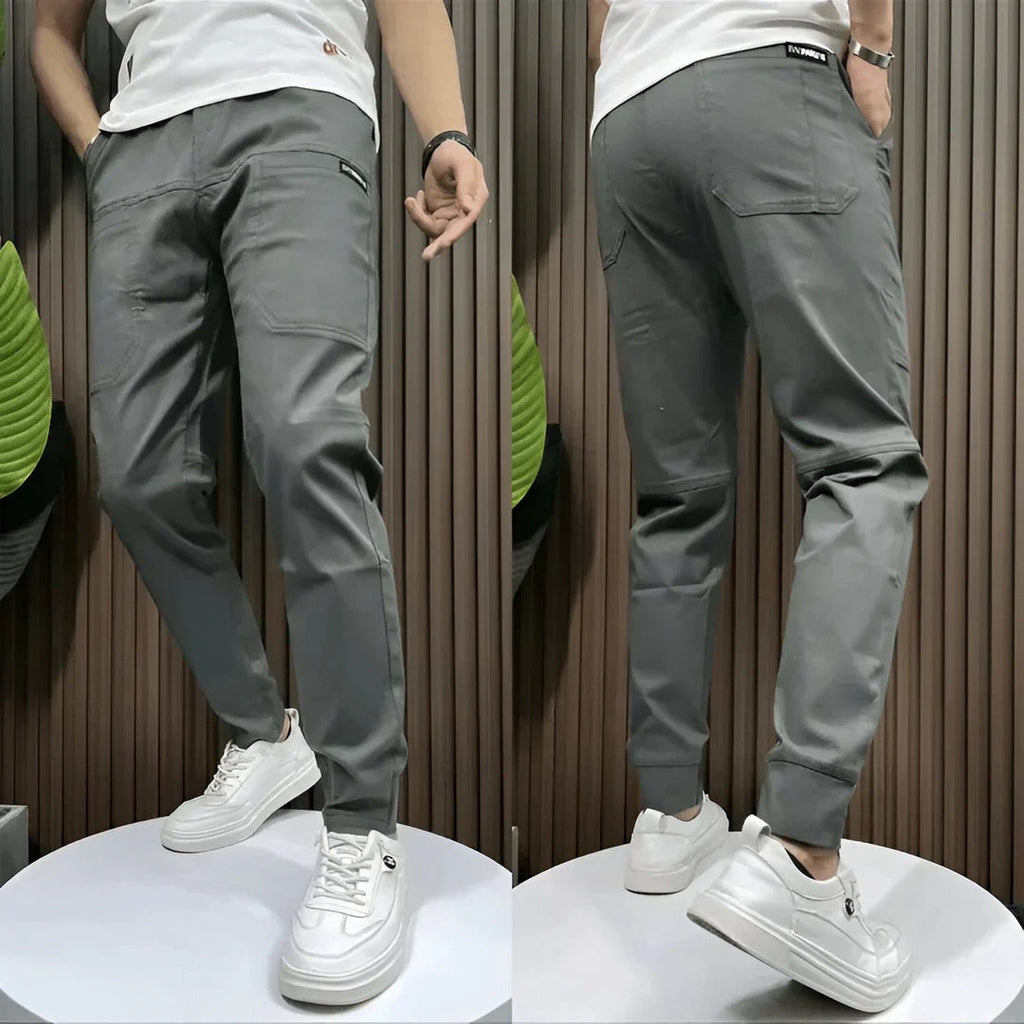 Men's Slim Tapered Cargo Jogger Ribbed Streetwear Trousers
