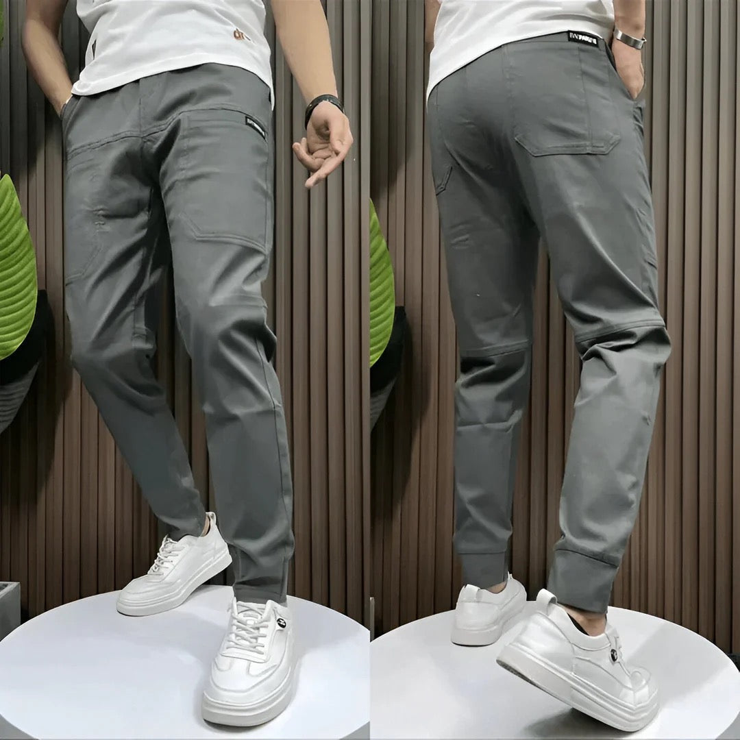 Men's Slim Tapered Cargo Jogger Ribbed Streetwear Trousers