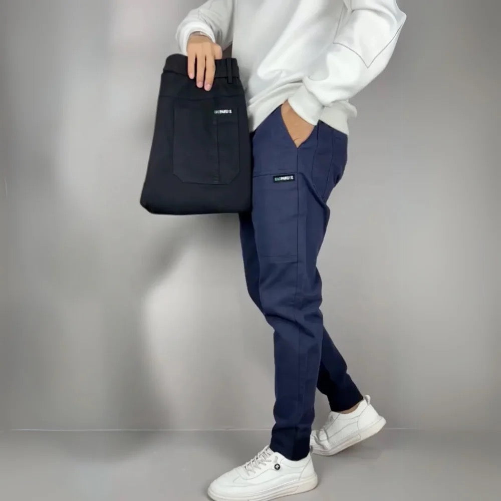 Men's Slim Tapered Cargo Jogger Ribbed Streetwear Trousers