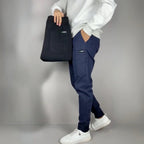 Men's Slim Tapered Cargo Jogger Ribbed Streetwear Trousers