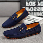 Men's Perforated Leather Driving Loafers Breathable Slip On Shoes