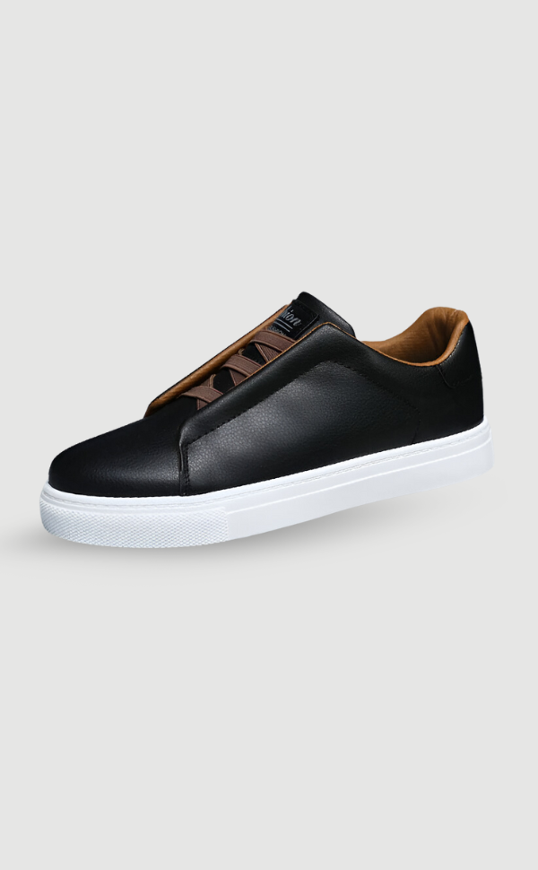 Men's Smooth Leather Elastic Lace Thick Sole Sneakers