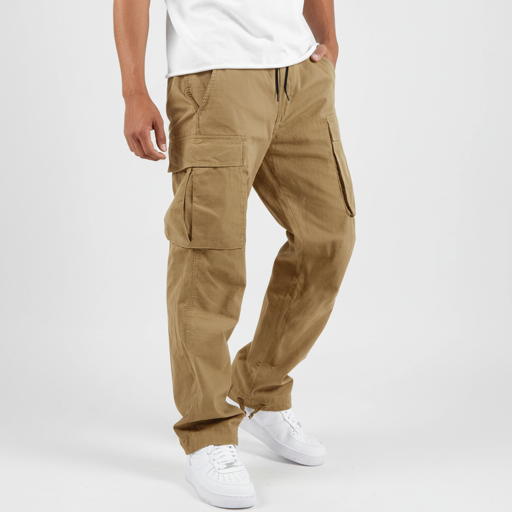 Men's Cotton Cargo Joggers Loose Fit Utility Trousers