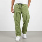 Men's Cotton Cargo Joggers Loose Fit Utility Trousers