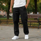 Men's Cotton Cargo Joggers Loose Fit Utility Trousers