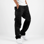 Men's Cotton Cargo Joggers Loose Fit Utility Trousers