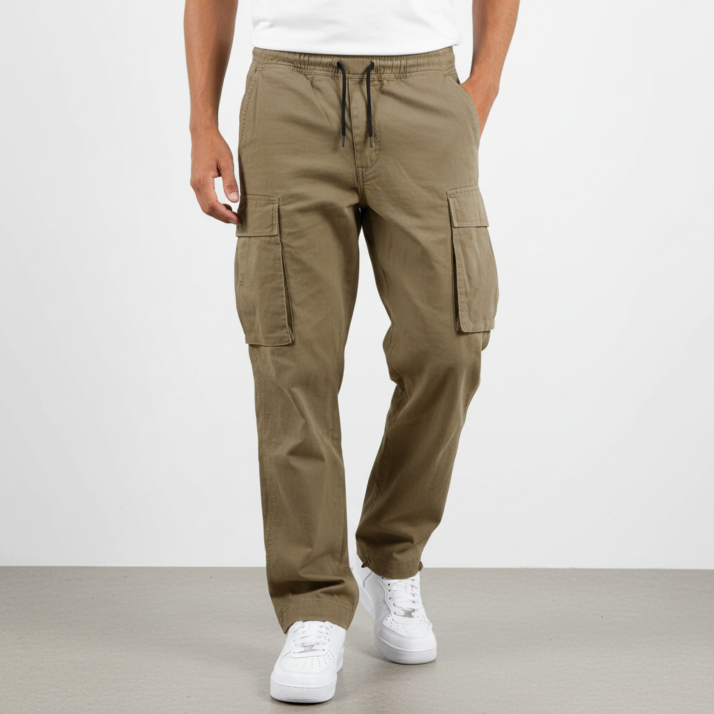 Men's Cotton Cargo Joggers Loose Fit Utility Trousers