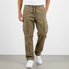 Men's Cotton Cargo Joggers Loose Fit Utility Trousers