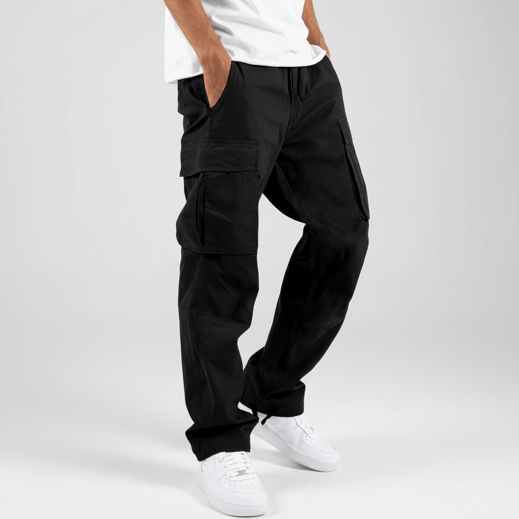 Men's Cotton Cargo Joggers Loose Fit Utility Trousers