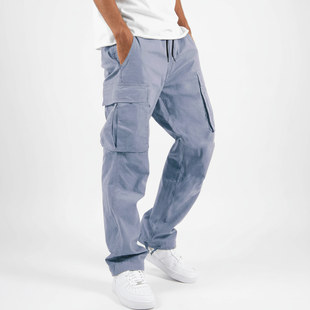 Men's Cotton Cargo Joggers Loose Fit Utility Trousers