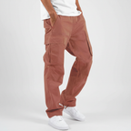 Men's Relaxed Fit Cotton Cargo Trousers Breathable Tapered Streetwear