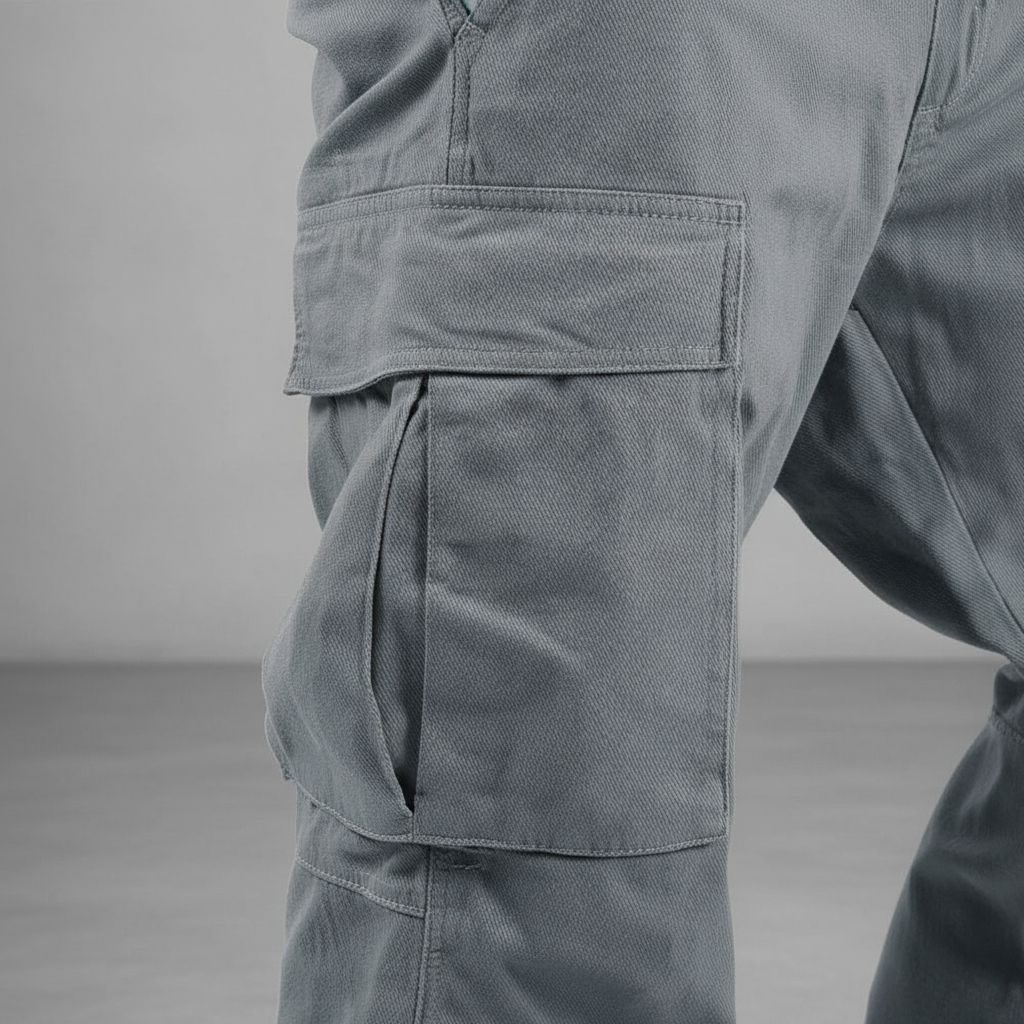 Men's Relaxed Fit Cotton Cargo Trousers Breathable Tapered Streetwear