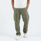 Men's Relaxed Fit Cotton Cargo Trousers Breathable Tapered Streetwear