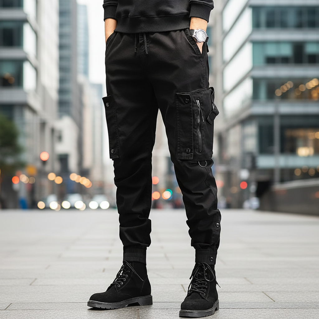 Men's Slim Fit Cargo Trousers Stretch Utility Joggers