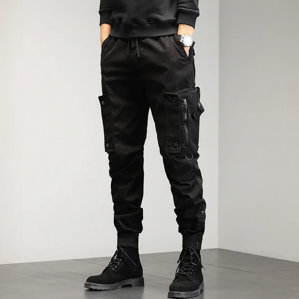 Men's Slim Fit Cargo Trousers Stretch Utility Joggers
