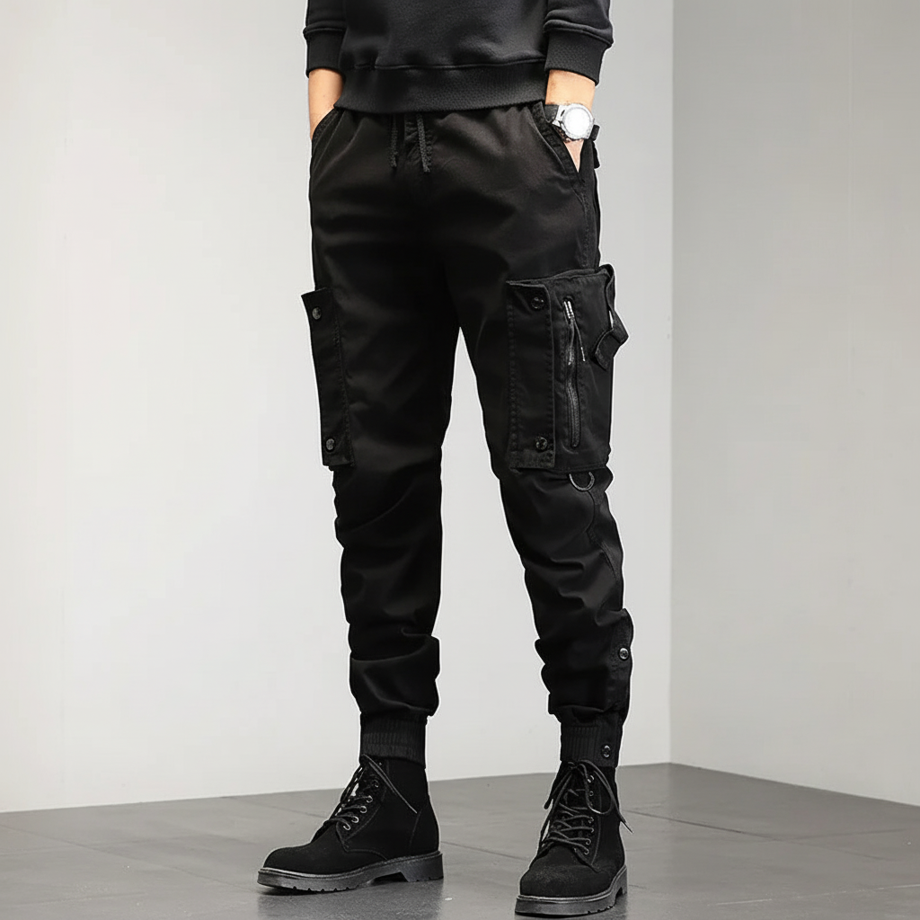 Men's Slim Fit Cargo Trousers Stretch Utility Joggers