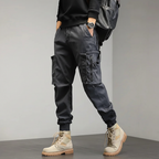 Men's Slim Fit Cargo Trousers Stretch Utility Joggers