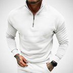 Men's Minimal Quarter Zip Sweater with Stand Collar
