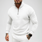 Men's Minimal Quarter Zip Sweater with Stand Collar