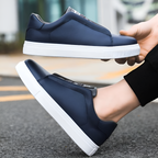 Men's Smooth Leather Elastic Lace Thick Sole Sneakers