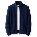 Men's Ribbed Zip Cardigan Stand Collar Knit Jacket
