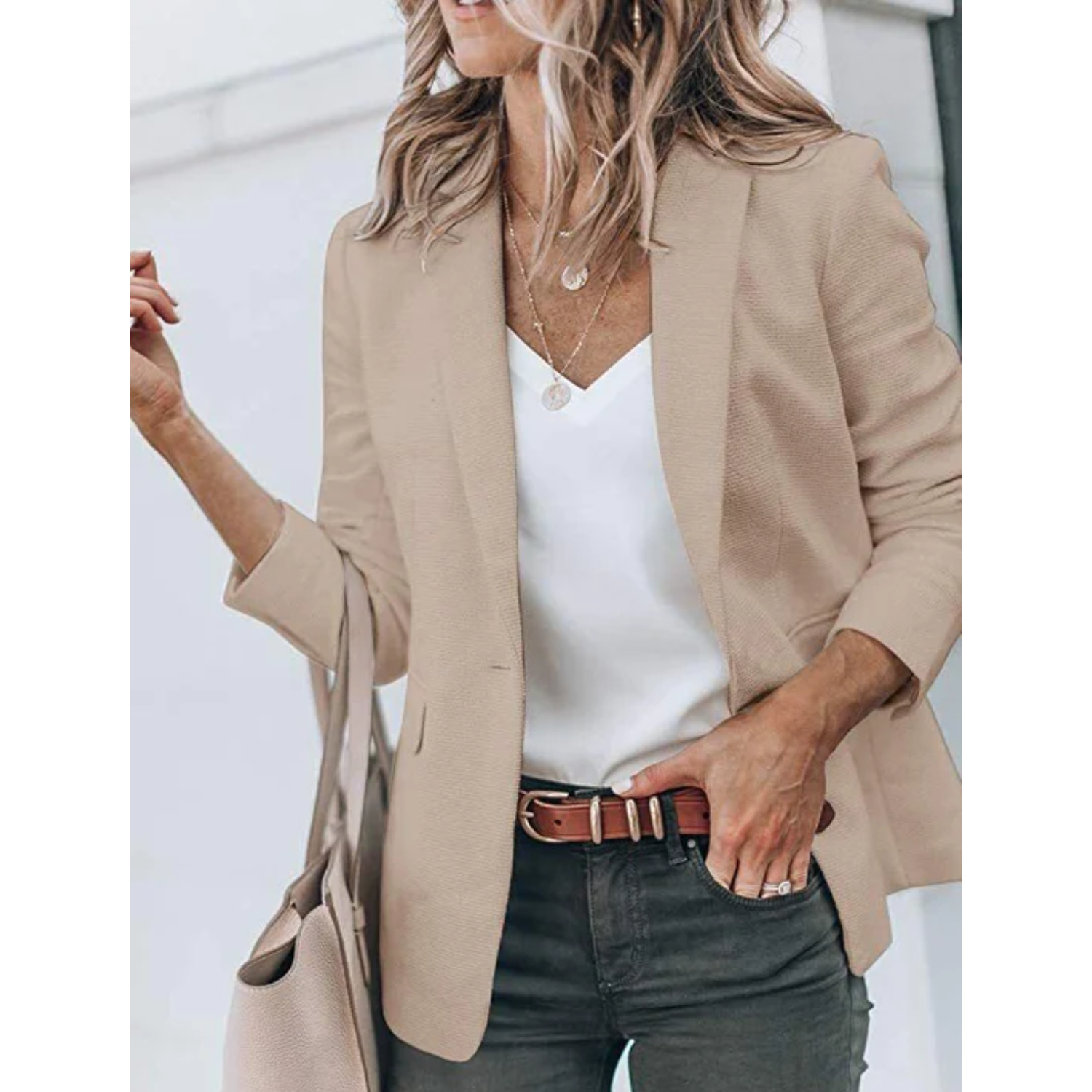 Women's Open-Front Office Blazer – Lightweight Tailored Layer