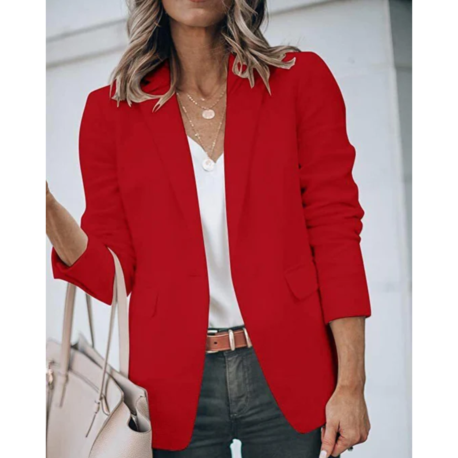 Women's Open-Front Office Blazer – Lightweight Tailored Layer