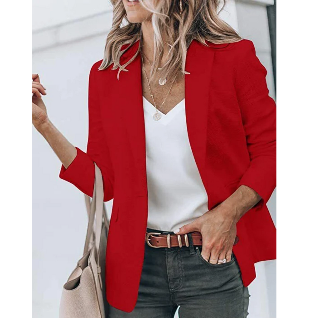 Women's Open-Front Office Blazer – Lightweight Tailored Layer