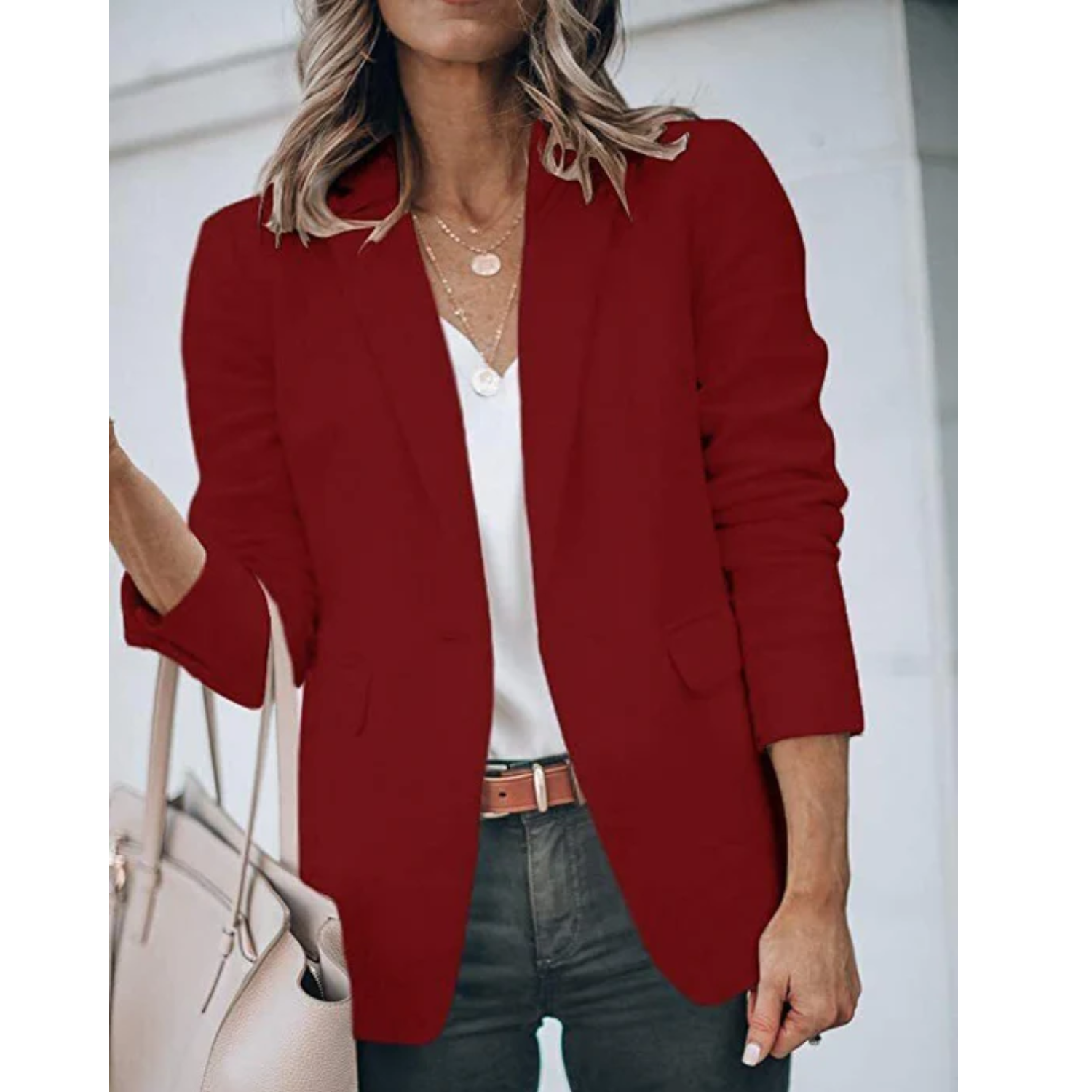 Women's Open-Front Office Blazer – Lightweight Tailored Layer