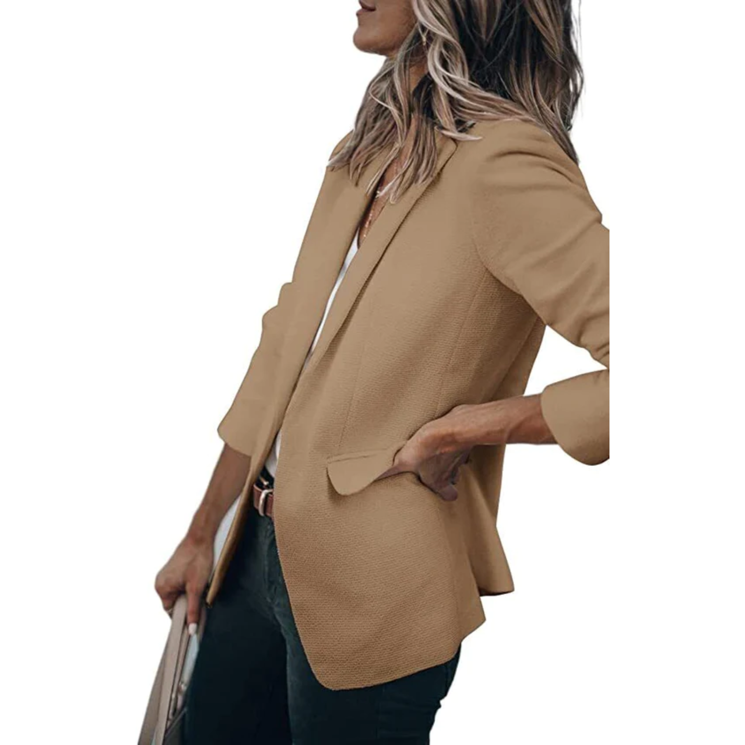 Women's Open-Front Office Blazer – Lightweight Tailored Layer