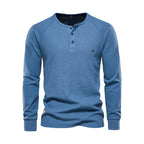 Men's Henley Shirt Long Sleeve Button Neck Casual Top
