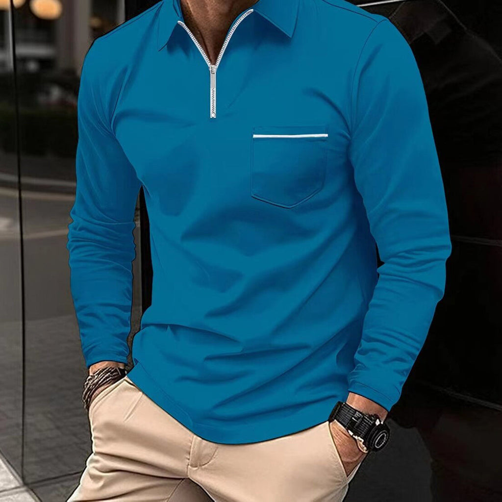 Men's Long Sleeve Polo Shirt Warm Comfortable Breathable Stylish