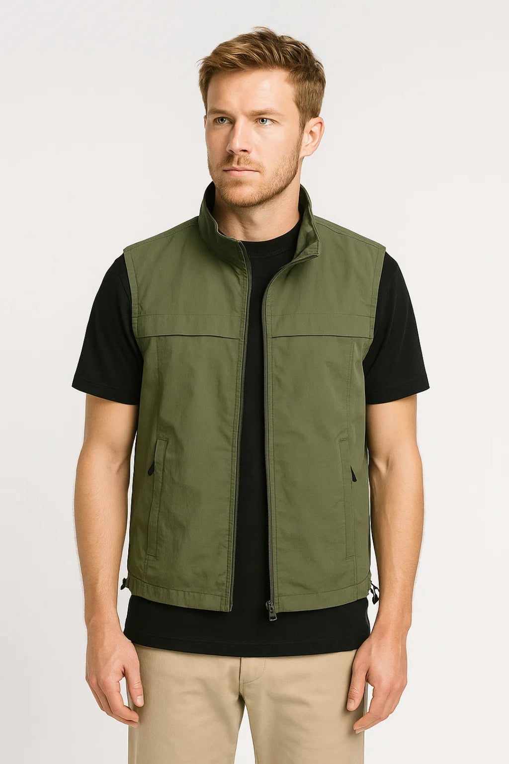 Men's Utility Gilet Stand Collar Zip Pocket Layer