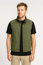 Men's Utility Gilet Stand Collar Zip Pocket Layer