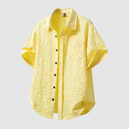 Men's Printed Linen Shirt Short Sleeve Chest Pocket