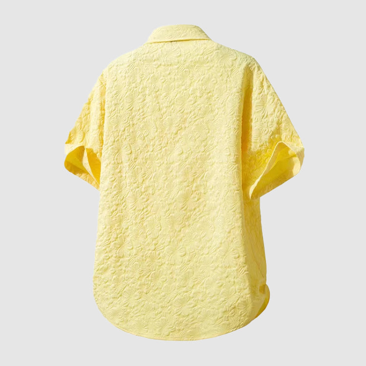 Men's Printed Linen Shirt Short Sleeve Chest Pocket