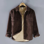 Men's Warm Corduroy Overshirt Jacket Button Up Layer