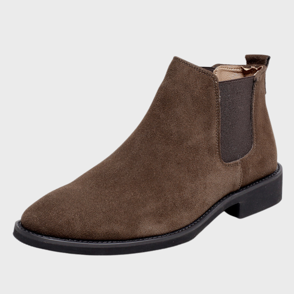 Men's Smart-Casual Suede Slip-On Chelsea Boots - Brown
