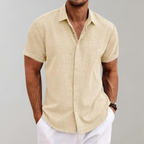 Men's Textured Relaxed Fit Short Sleeve Button Shirt