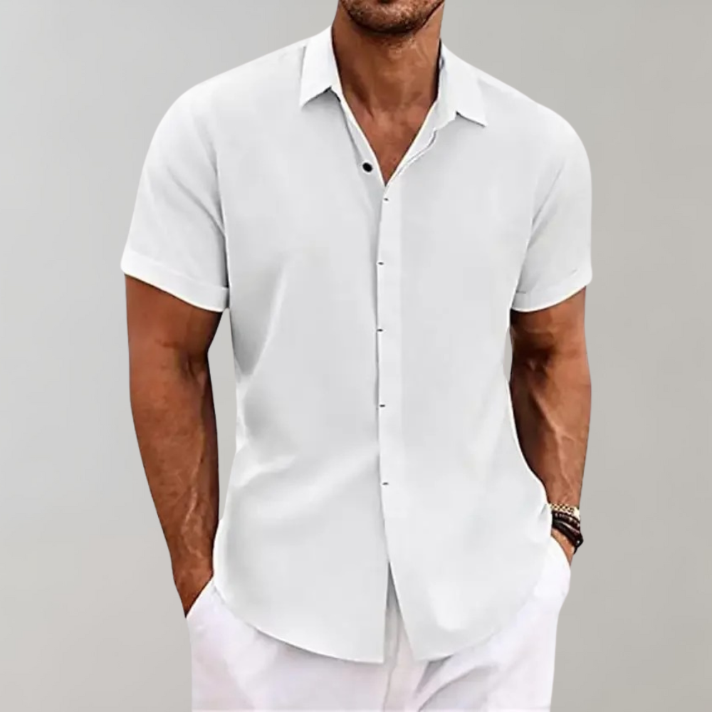 Men's Textured Relaxed Fit Short Sleeve Button Shirt