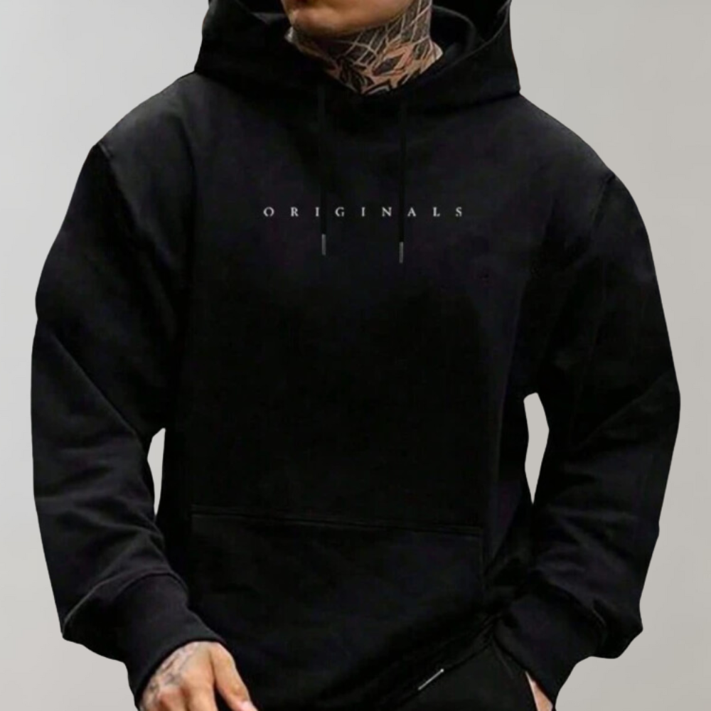 Men's Minimalist Hoodie Printed Logo Relaxed Fit Pullover
