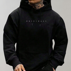 Men's Minimalist Hoodie Printed Logo Relaxed Fit Pullover
