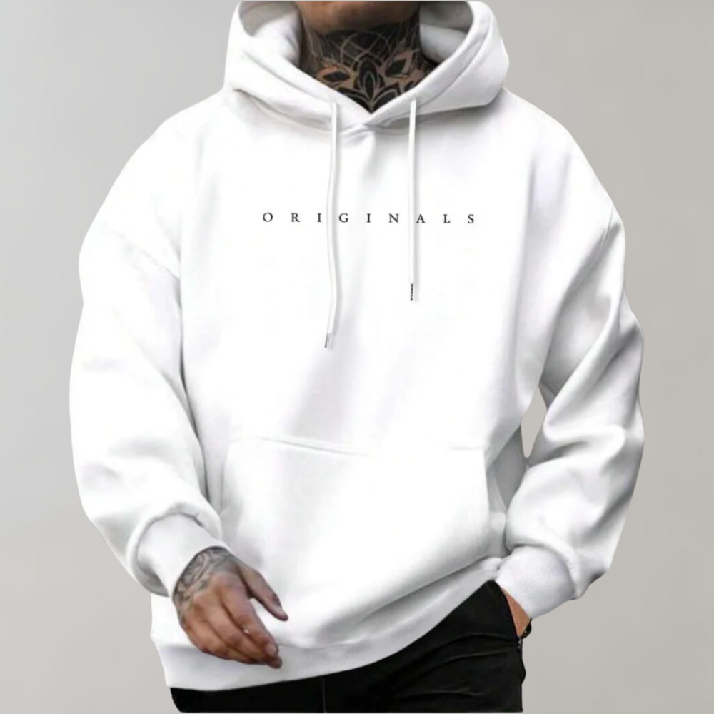 Men's Minimalist Hoodie Printed Logo Relaxed Fit Pullover