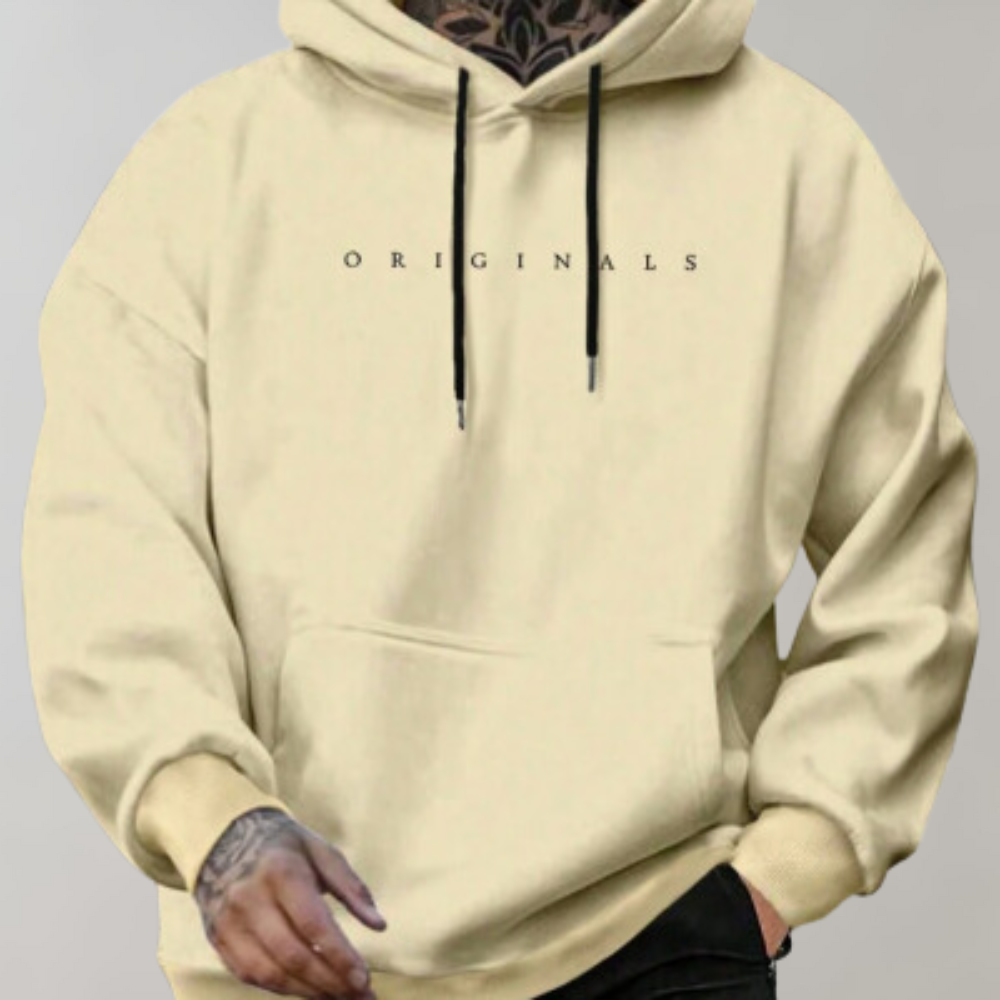 Men's Minimalist Hoodie Printed Logo Relaxed Fit Pullover