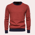 Men's Printed Crew Neck Sweater with Contrast Ribbing