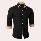 Men's Slim Fit Shirt Contrast Trim Smart Casual Top