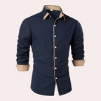 Men's Slim Fit Shirt Contrast Trim Smart Casual Top