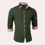 Men's Slim Fit Shirt Contrast Trim Smart Casual Top
